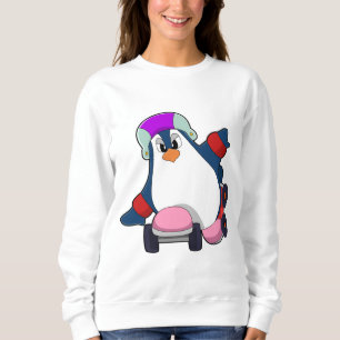 Sweatshirt Pingouin comme Patineur Inline avec Patins Inline