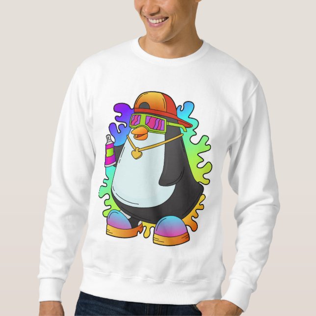 Sweatshirt Pingouin comme peintre avec Spray (Devant)