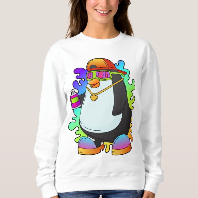 Sweatshirt Pingouin comme peintre avec Spray (Devant)