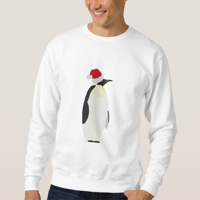 Sweatshirt Pingouin de Noël drôle animal avec chapeau de Père (Devant)