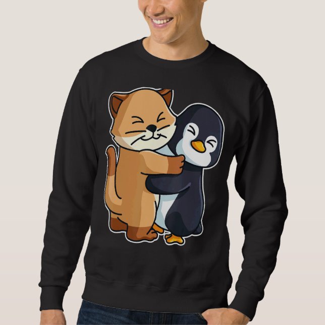 Sweatshirt Pingouin Et Kitten Mignons Animaux Pour Femmes Ani (Devant)