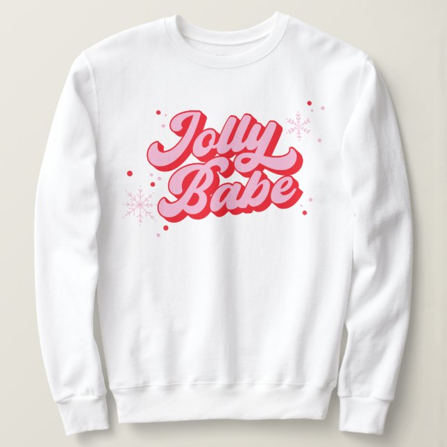 Sweatshirt Pink Christmas Jolly Babe Font tendance (Design devant)
