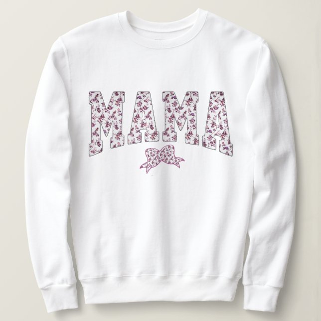 Sweatshirt Pink Mama Kawaii Sweatshirt, Boho Floral Rose Mama (Design devant)