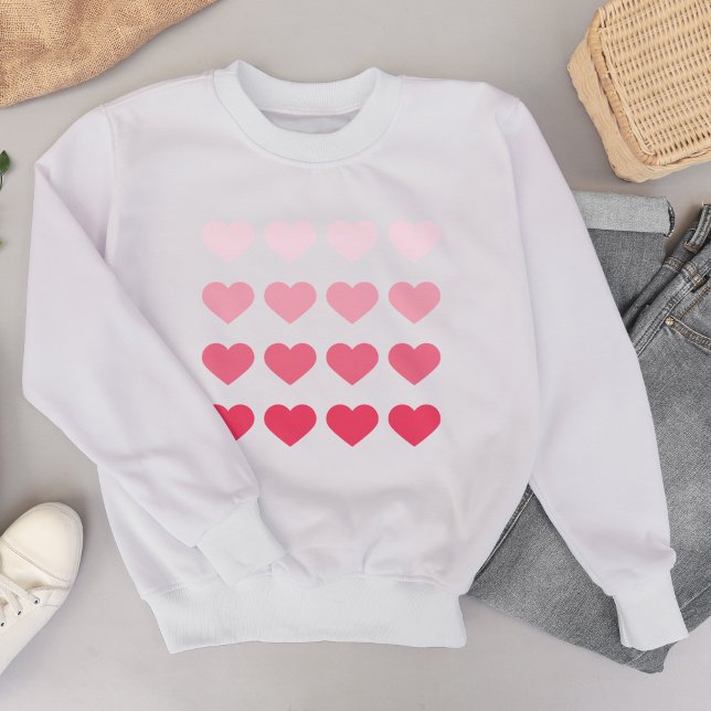 Sweatshirt Pink Ombre Hearts Valentines (Créateur téléchargé)
