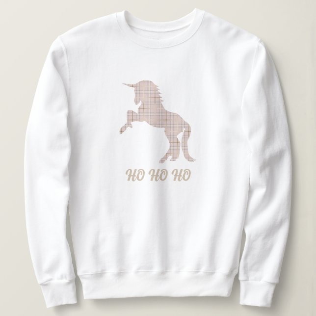 Sweatshirt Pink Unicorn Tartan à manches longues (Design devant)