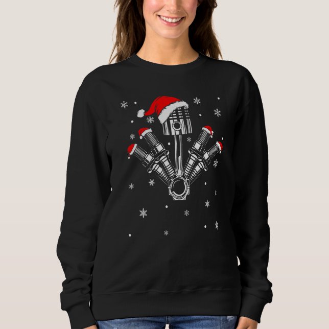 Sweatshirt Piston Auto Plug Santa Hat Vélo Mécanicien Chris (Devant)