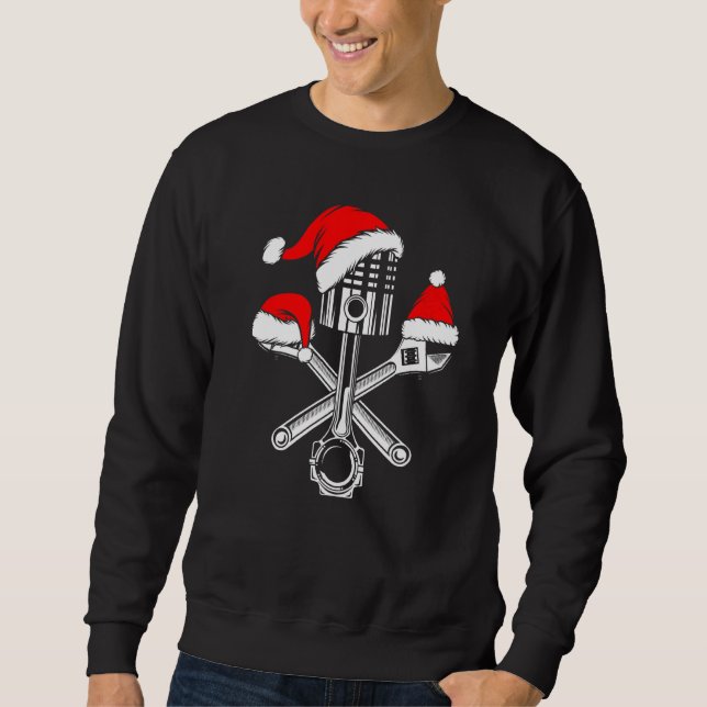 Sweatshirt Piston Wrench Santa Hat Mécanique de Noël Matchin (Devant)
