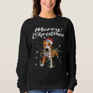 Sweatshirt Pit Bull Chien Santa Hat Arbre de Noël Lumières