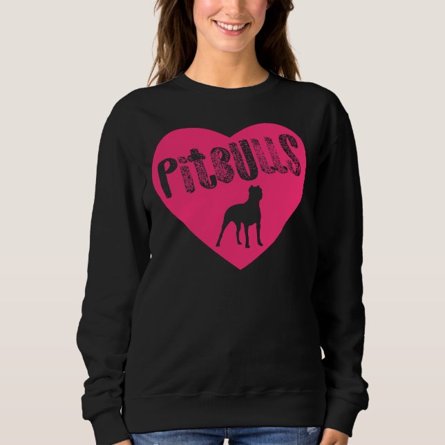 Sweatshirt Pit Bull Heart Pitbulls rose transparent américain (Devant)