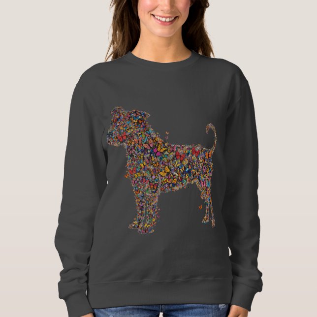 Sweatshirt Pitbull Butterfly Silhouette Art | Bully Dog Lover (Devant)