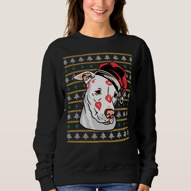 Sweatshirt Pitbull drôle laide de Noël moche (Devant)
