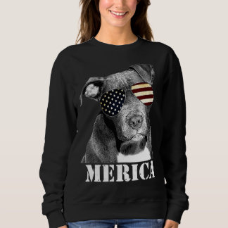 Sweatshirt Pitbull Funny Patriotic Chien Usa lunettes de sole