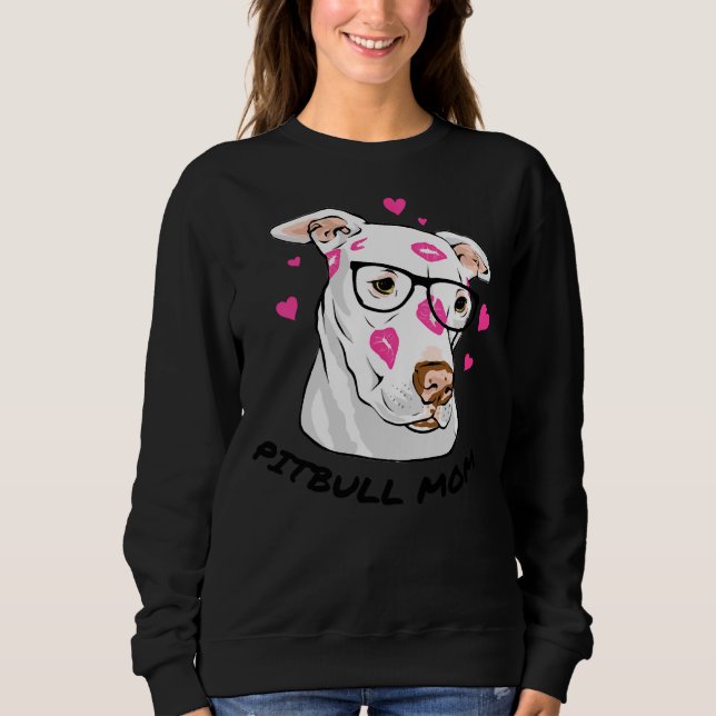 Sweatshirt Pitbull Maman embrasse en portant des lunettes (Devant)