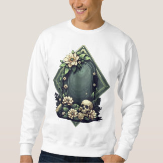 Sweatshirt Pixel Art Grave avec Floral et crâne
