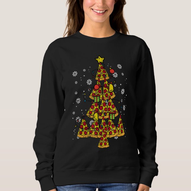 Sweatshirt Pizza Christmas Tree Xmas Food  Men Women Kids (Devant)
