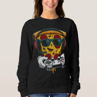 Sweatshirt Pizza de jeu vidéo drôle amateur de nourriture pou
