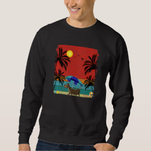 Sweatshirt Plage Cocotier Arbre Retro Graphisme Dachshund Chi