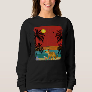 Sweatshirt Plage Cocotier Arbre Retro Graphisme Jaguar Été