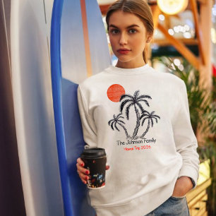 Sweatshirt Plage de coucher de soleil tropical Palmier Vacanc