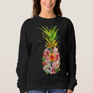 Sweatshirt Plages d'Aloha d'ananas Fleurs hawaïennes Hawaii S