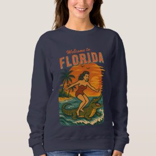 Sweatshirt Planche à surf Alligator Graphisme de vie côtière