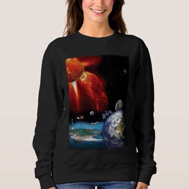 Sweatshirt Plane  Planet  Outer Space Solar System (Devant)