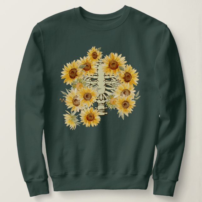 Sweatshirt Plante Sunflower Skeleton (Design devant)
