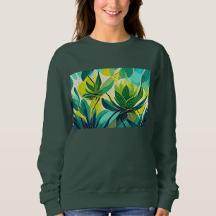 Sweatshirt Plantes succulents en vert et jaune