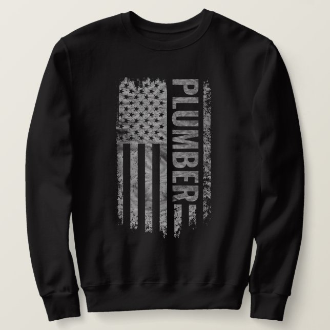 Sweatshirt Plumber USA Flag Distressed design (Design devant)