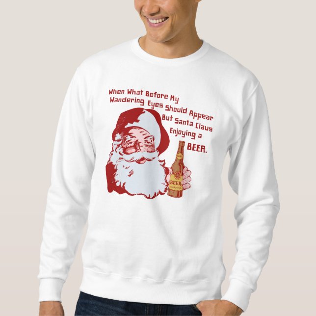 Sweatshirt Poème drôle rétro V2 de Noël de bière du père noël (Devant)