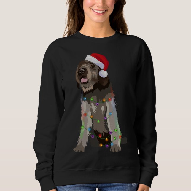 Sweatshirt Pointeur à poils durs Griffon Feux de Noël Noël No (Devant)