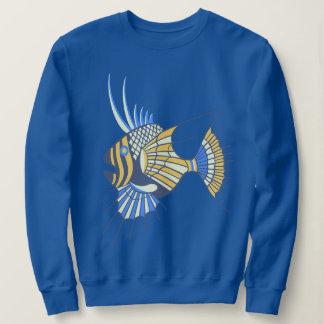 Sweatshirt Poisson aquatique bleu tropical jaune