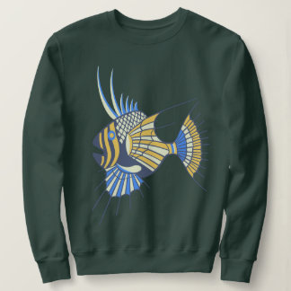 Sweatshirt Poisson aquatique bleu tropical jaune