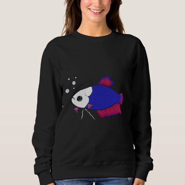 Sweatshirt Poisson Bêta Bleu Et Rose (Devant)