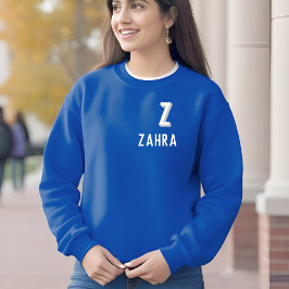 Sweatshirt Polices en gras - blanc et bleu personnalisées
