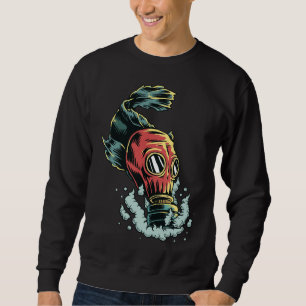 Sweatshirt Pollution Poissons Portant un masque à gaz