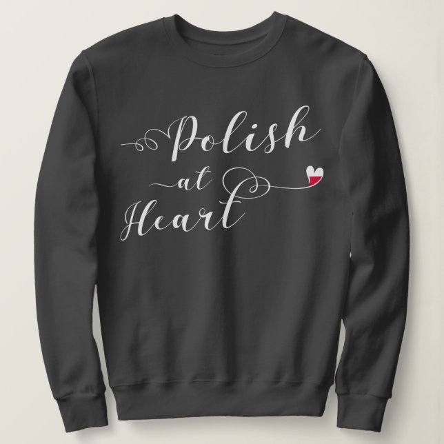Sweatshirt Polonais Au Coeur, Drapeau Polonais, Pologne (Design devant)