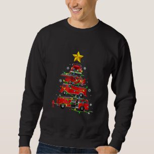 Sweatshirt Pompier Camion Arbre de Noël Hommes Femmes