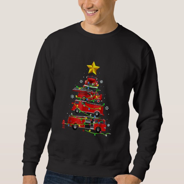 Sweatshirt Pompier Camion Arbre de Noël Hommes Femmes (Devant)