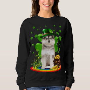 Sweatshirt Pomsky Jour de la Saint Patrick Lover Irish Shamro