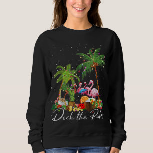 Sweatshirt Pont Les Palmiers Flamant rose Noël Palmiers Lumiè