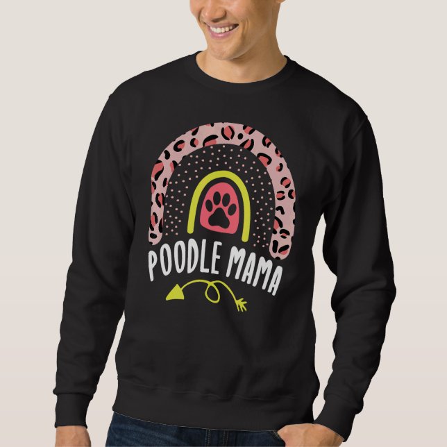 Sweatshirt Poodé Mama Arc-en-ciel Leopard Rose Chien Maman mi (Devant)