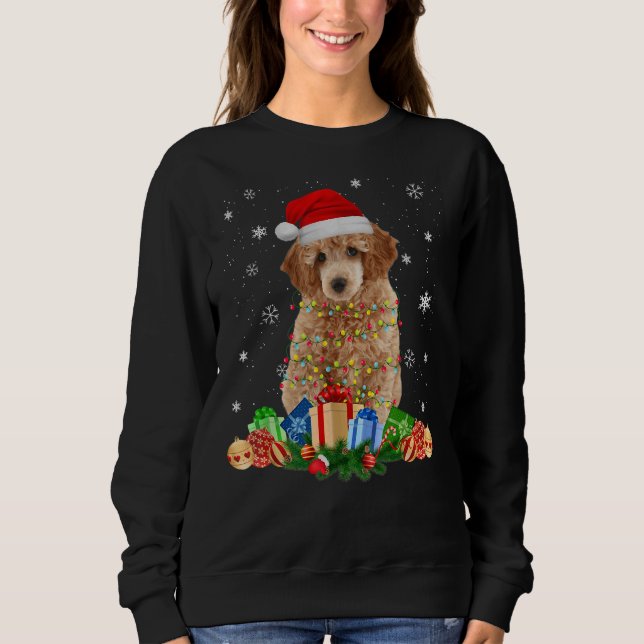 Sweatshirt Poodle chien lumières de Noël drôle Casquette Père (Devant)
