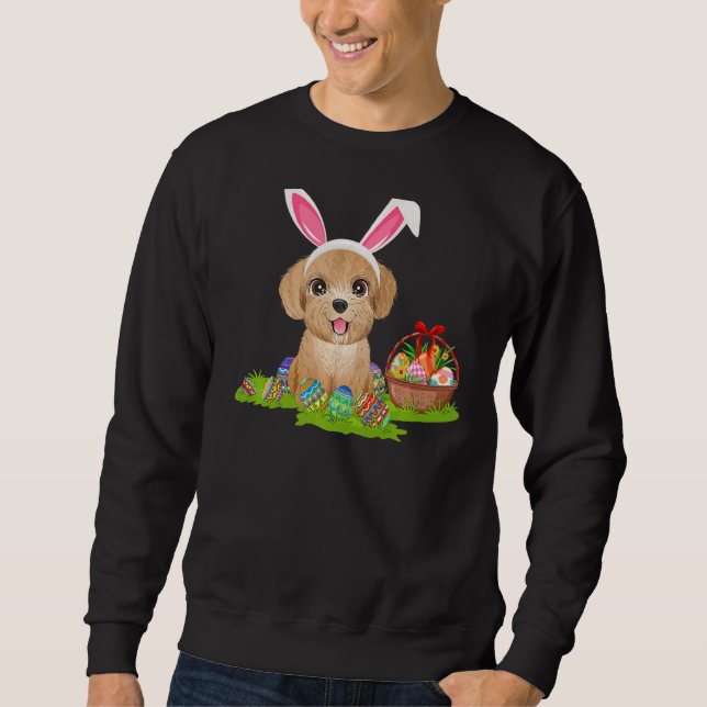 Sweatshirt Poodle Chien Oeufs de Pâques Chasse Bunny Poodle P (Devant)