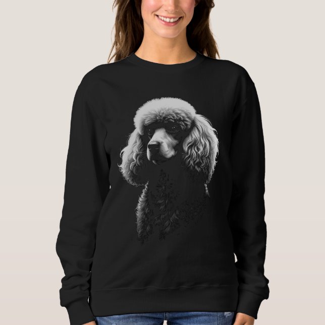 Sweatshirt Poodle Dog Dark Art Women's Black Sweater (Devant)