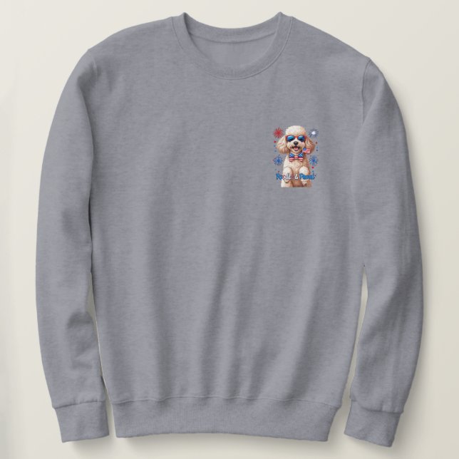 Sweatshirt Poodle & Fier - T-shirt 4 juillet chien (Design devant)