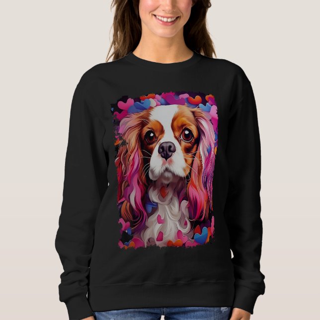 Sweatshirt Pop Art Chien Cavalier King Charles Spaniel Valent (Devant)
