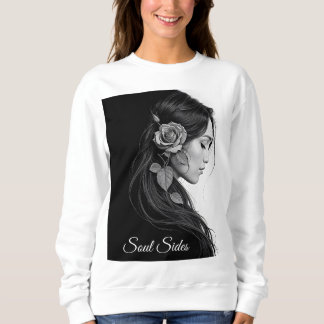 Sweatshirt Portrait noir et blanc de la belle femme art