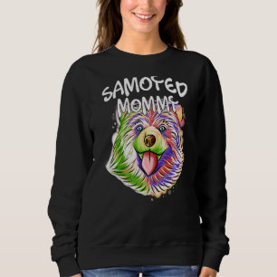 Sweatshirt Portrait Pop coloré Samoyed Chien Maman Maman Mama