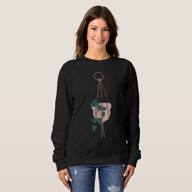 Sweatshirt Pot rose plante suspendu (Devant entier)